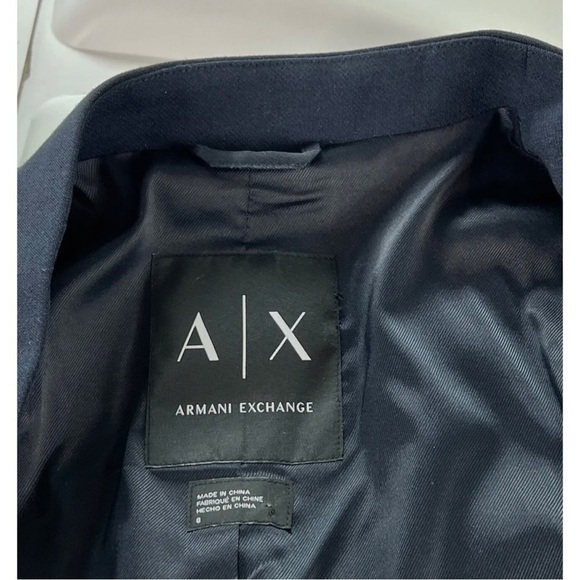 Armani Exchange A/X Sz 8 Navy Blue Blazer Suit Angler Riding Jacket - Picture 8 of 9